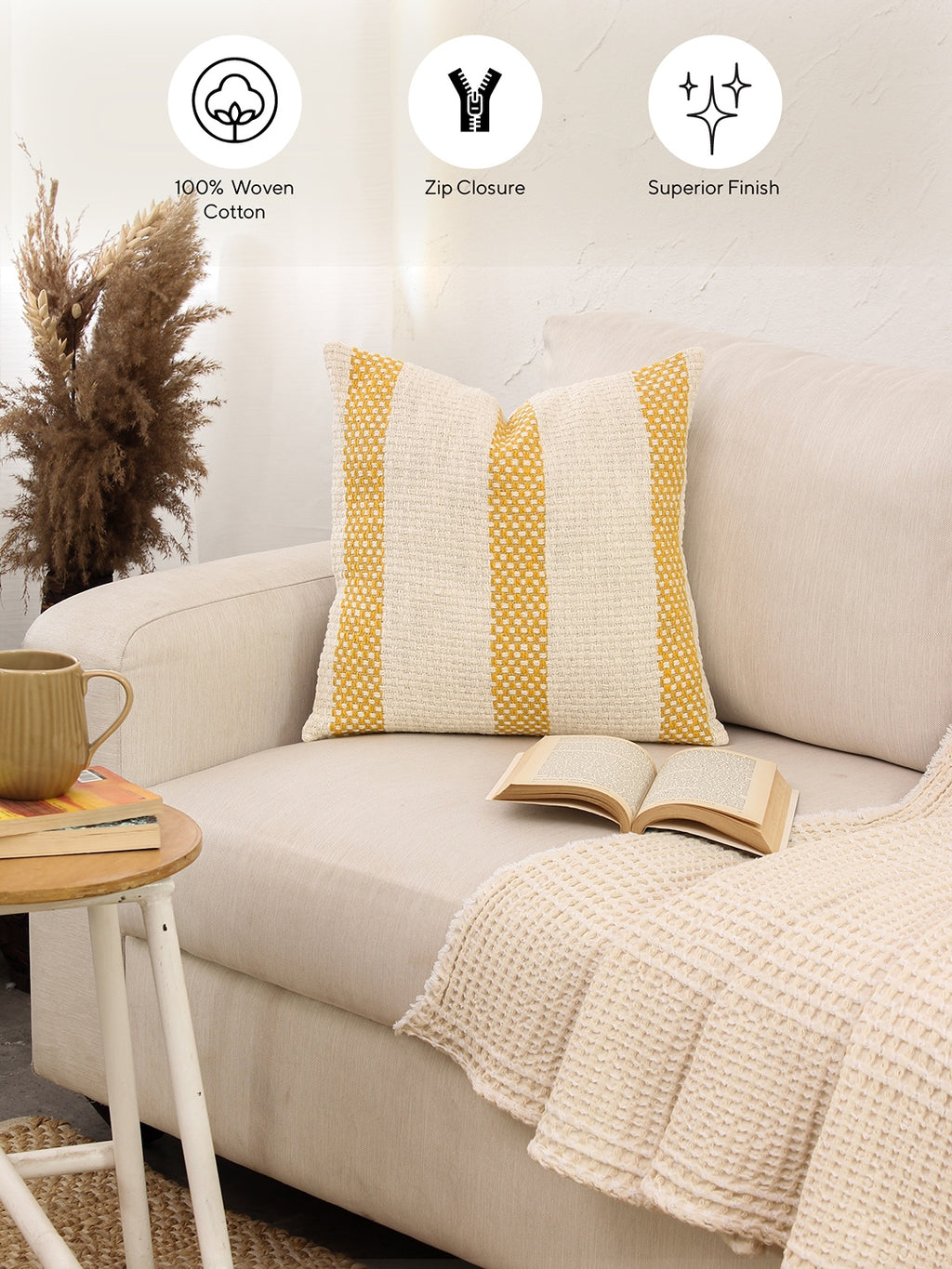 Shivalik - Set Of 2 Cushion Covers (Yellow) - Medium