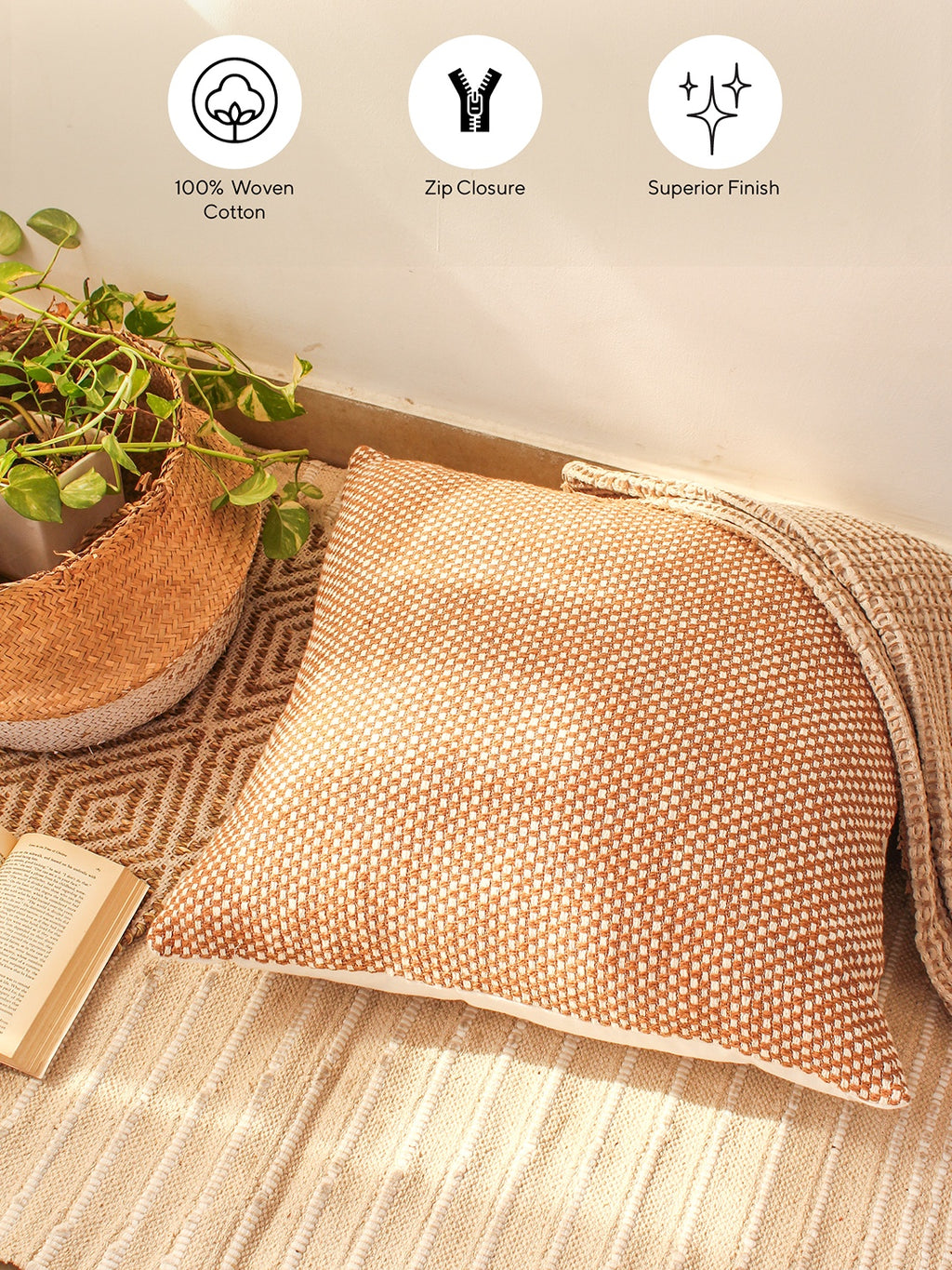 Vindhya - Set Of 2 Cushion Cover (Brown) - Large