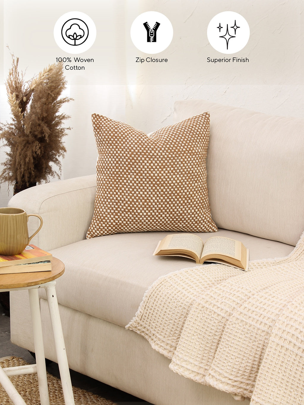 Vindhya - Set Of 2 Cushion Covers (Brown) - Medium