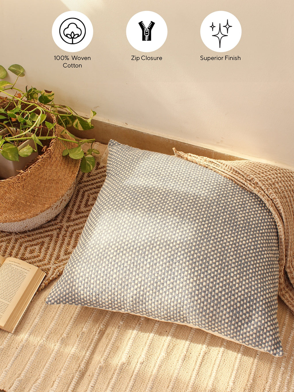 Vindhya - Set Of 2 Cushion Covers (Dark Blue) - Large