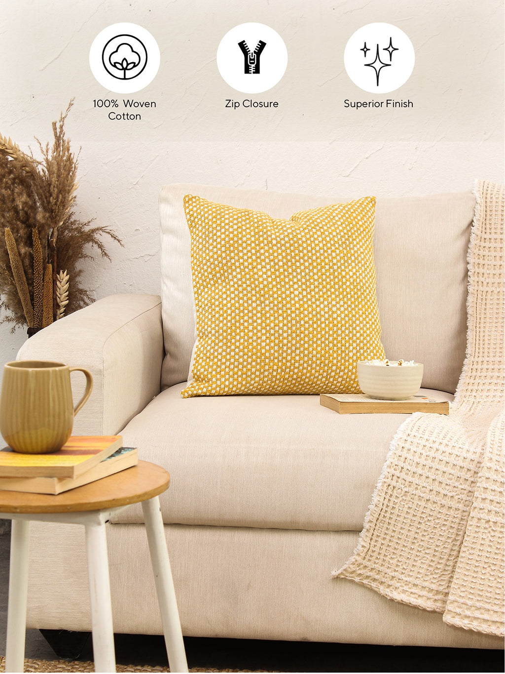 Vindhya - Set Of 2 Cushion Covers (Yellow) - 45X45 cm