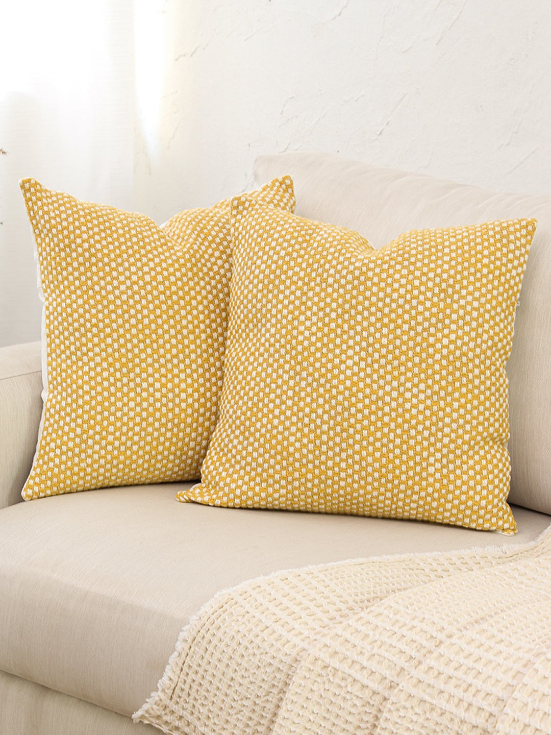 Vindhya - Set Of 2 Cushion Covers (Yellow) - Medium