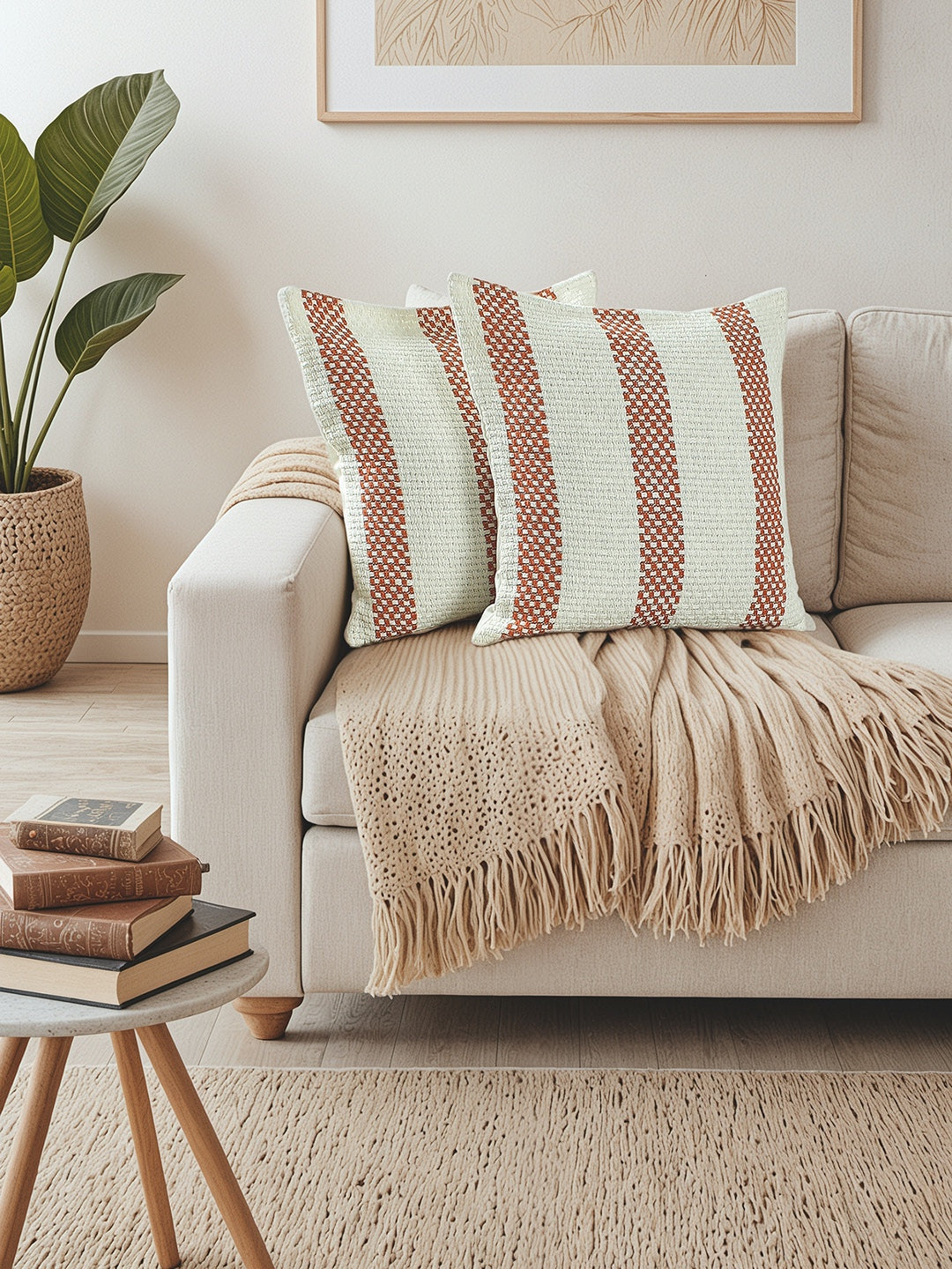 Shivalik Set of 2 Cushion Covers (Rust) - 45x45cm