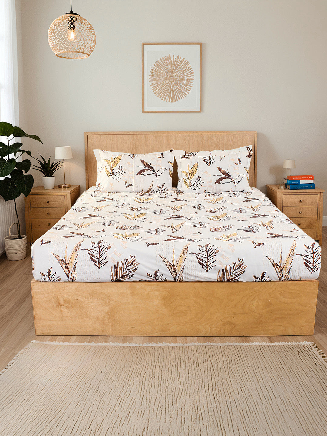 Vanam Fitted Sheet with Pillow Cover (Brown)
