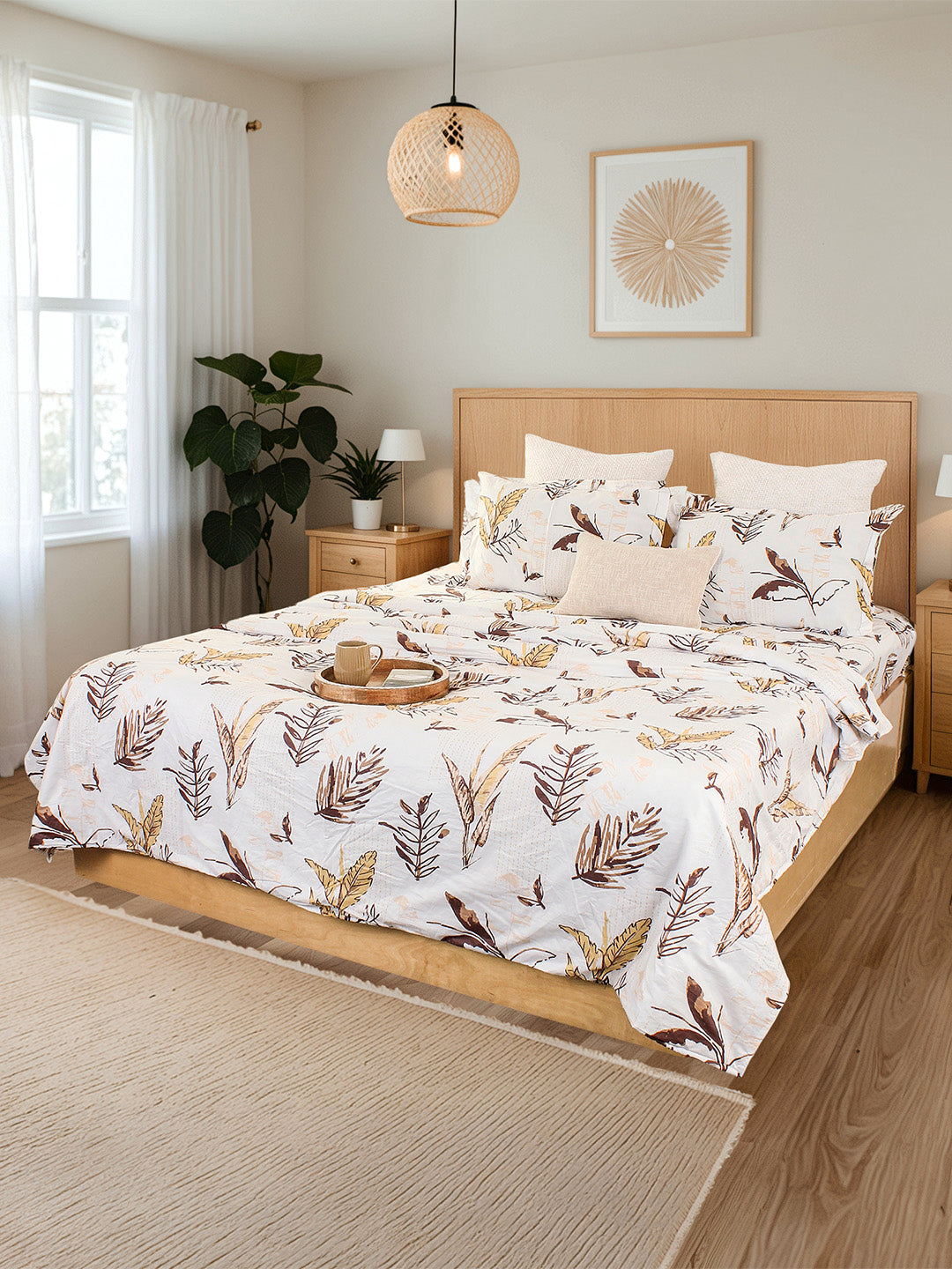 Vanam Fitted Sheet with Pillow Cover (Brown)