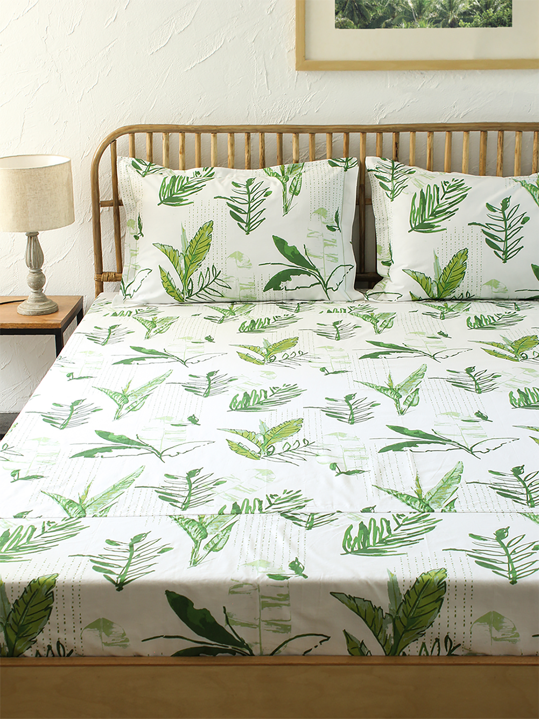 Vanam Fitted Sheet with Pillow Cover (Green)