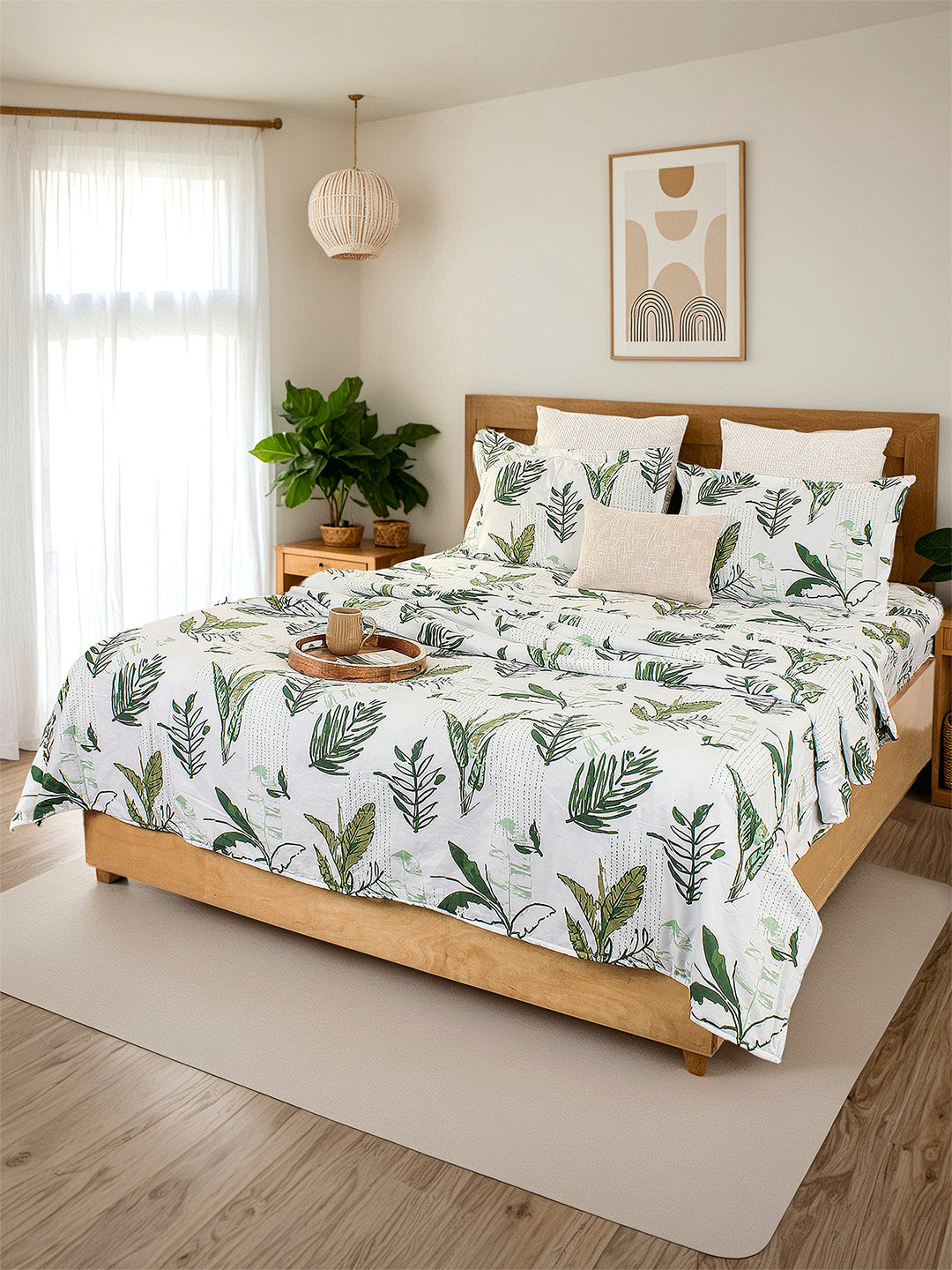 Vanam Fitted Sheet with Pillow Cover (Green)