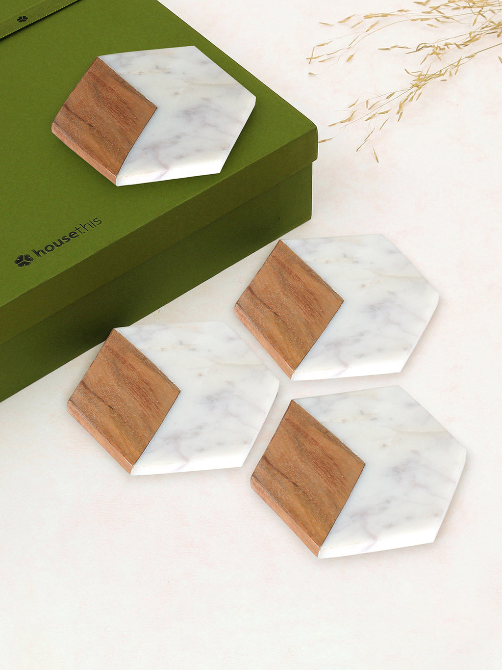 Vallam Coaster Gift Set (Natural And Wooden)