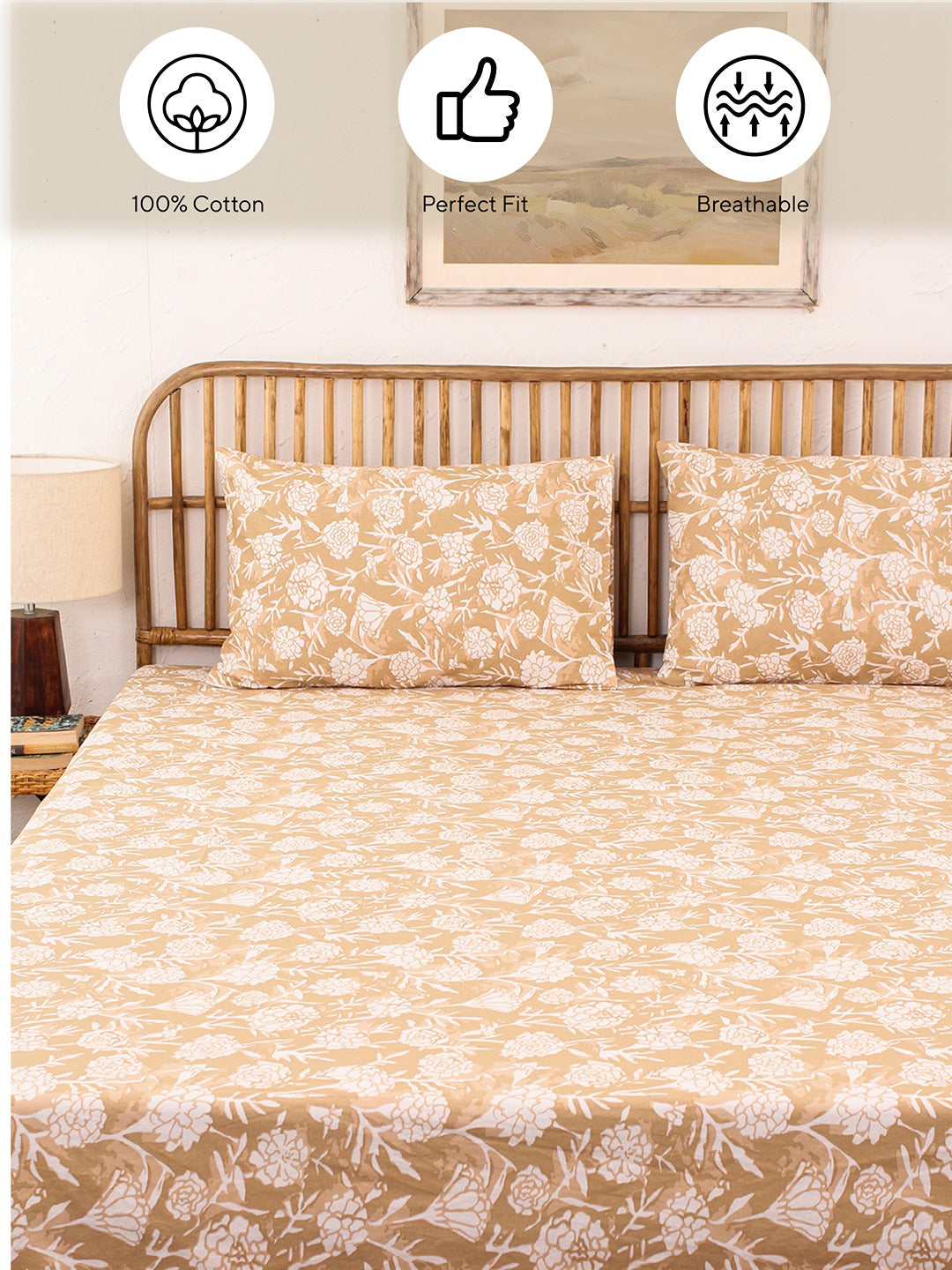 Genda Phool Pillow Cover Set (Beige)