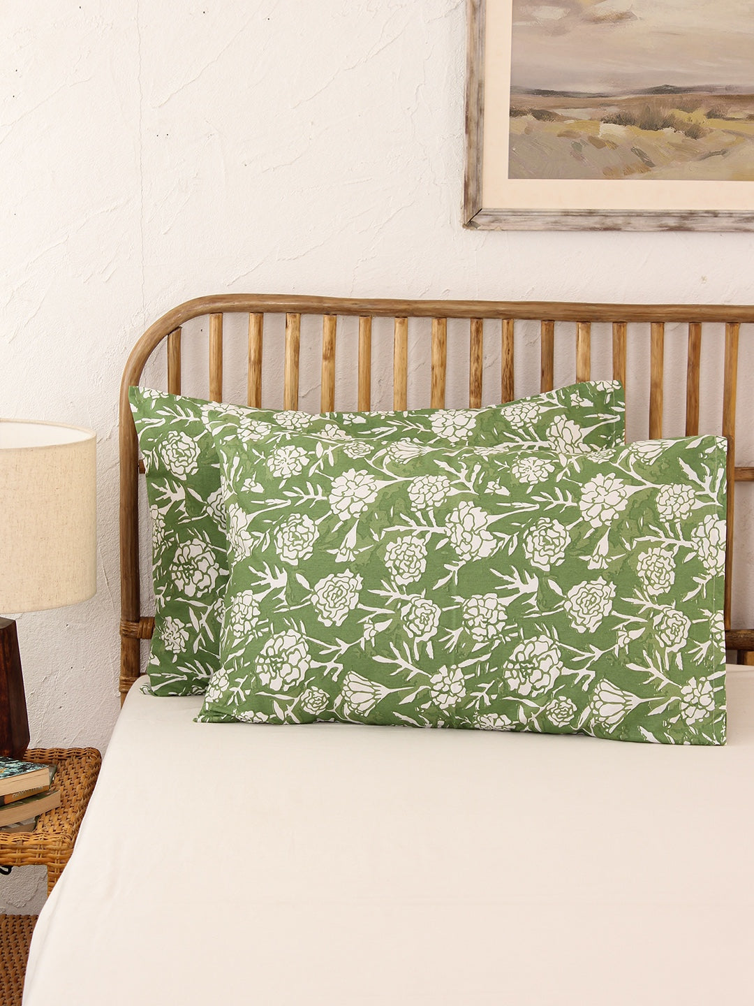 Genda Phool Pillow Cover Set (Green)
