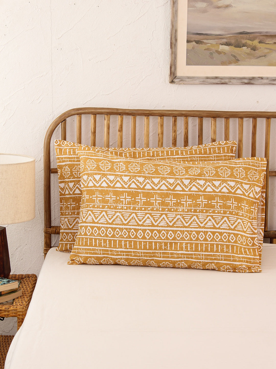 Kullu Patti Pillow Cover Set (Yellow)
