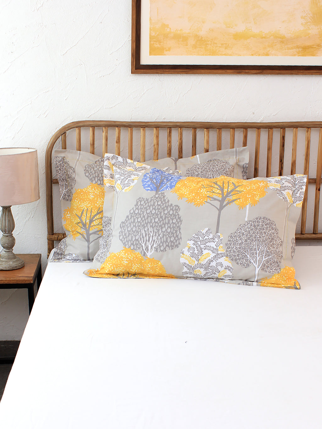 Saptaparni Pillow Cover (Yellow)