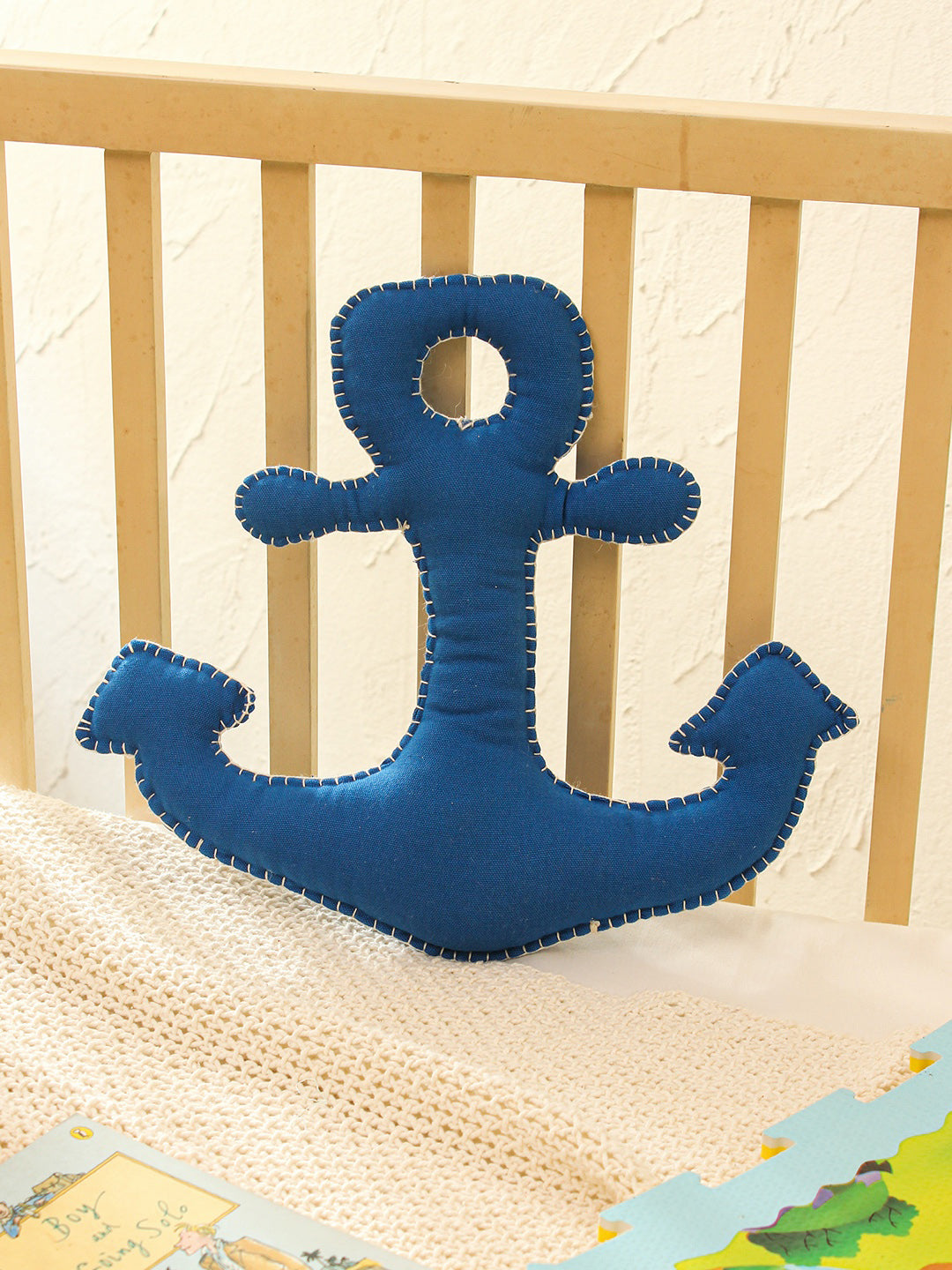 Joyful Cruise Anchor Shaped Cushion (Blue)