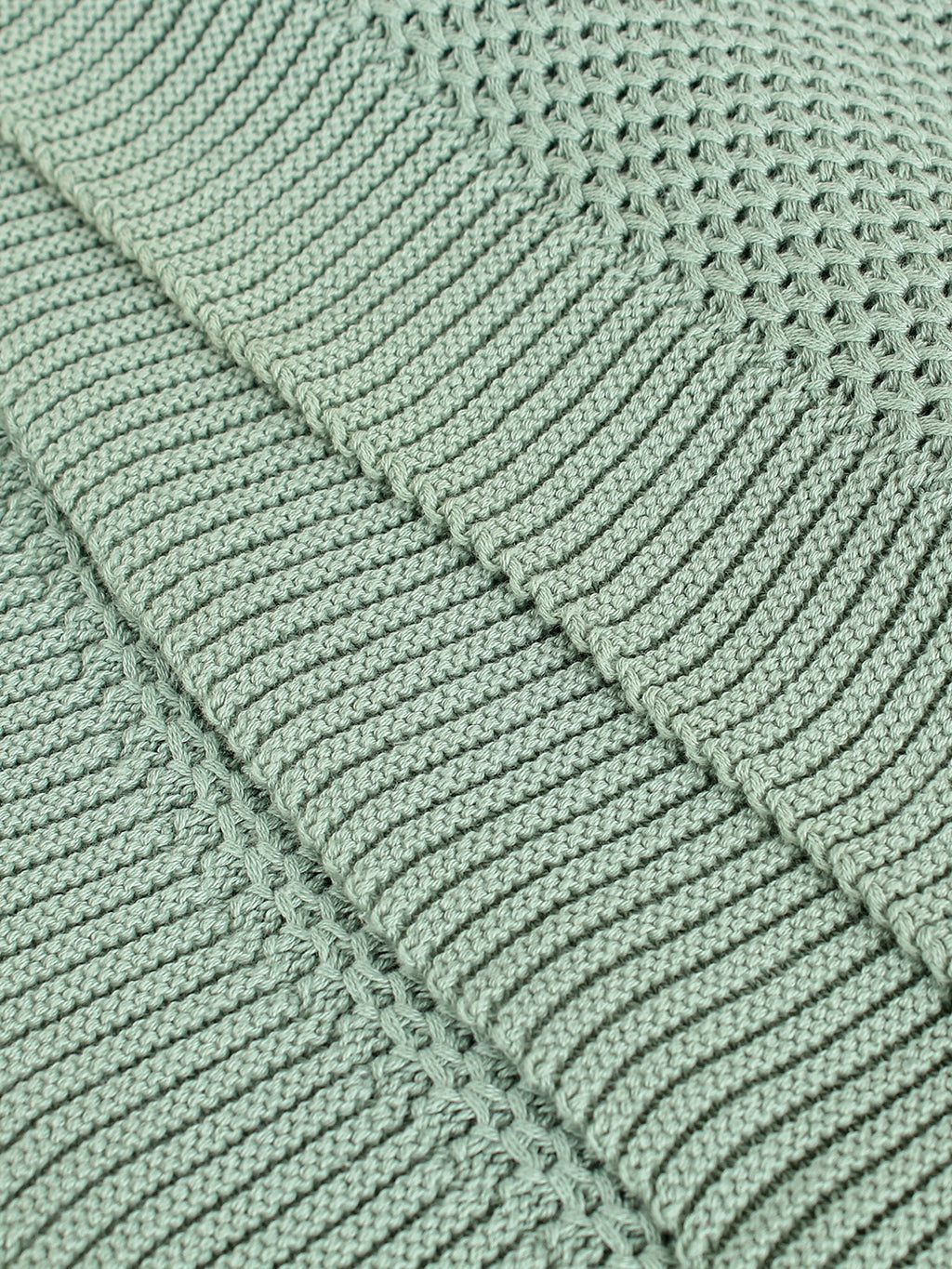 Solid Knitted Throw - Green