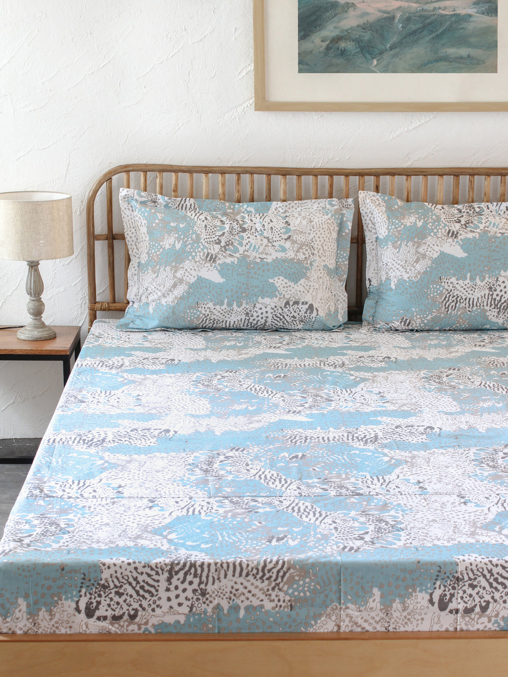 Mashak Blue Bedsheet with Pillow Cover
