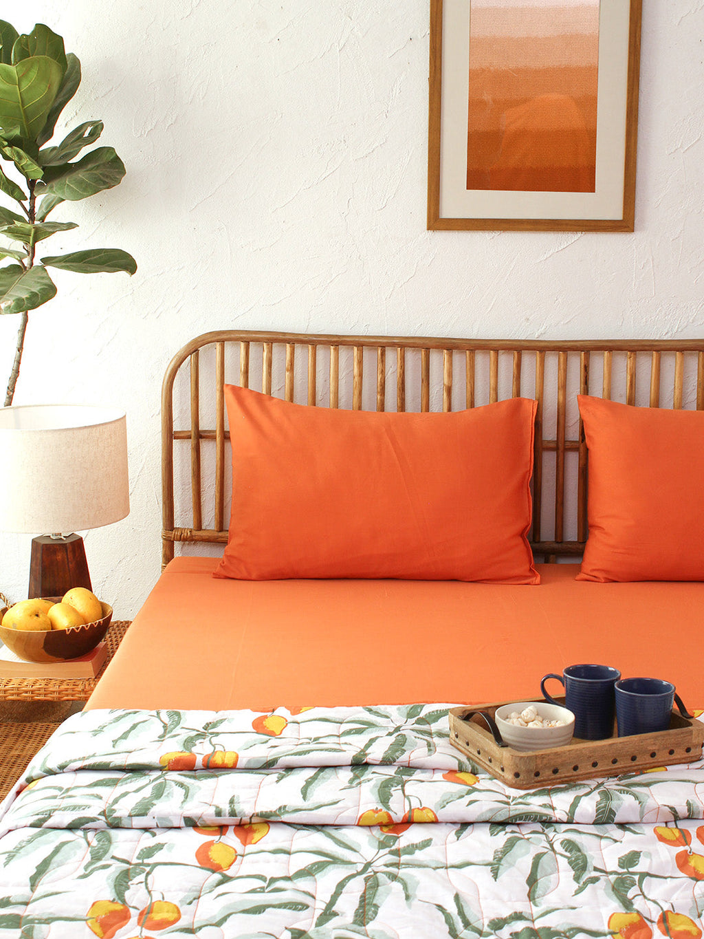 Piyambu Rust Bedsheet with Pillow Cover