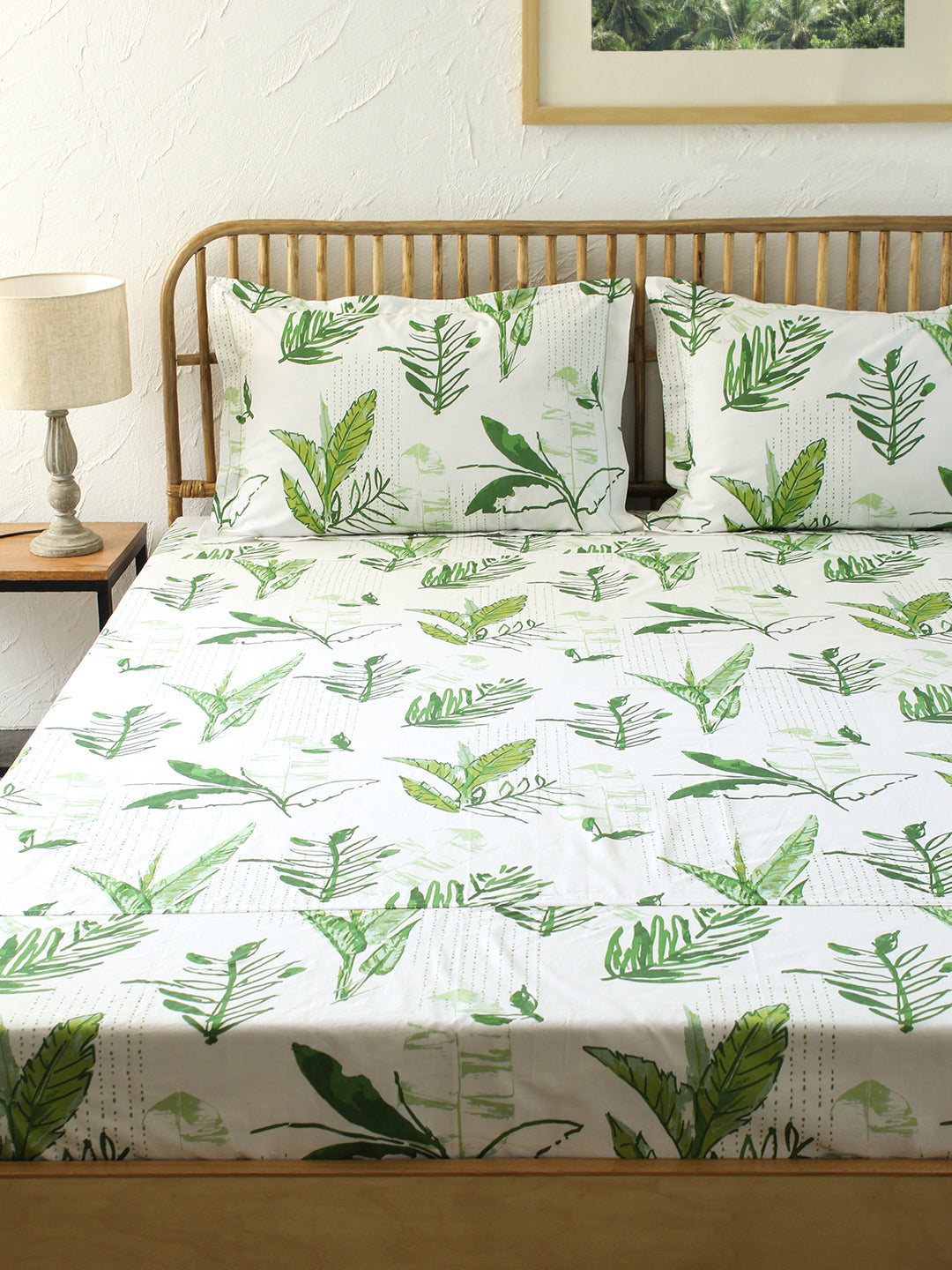 Vanam Green Bedsheet with Pillow Cover
