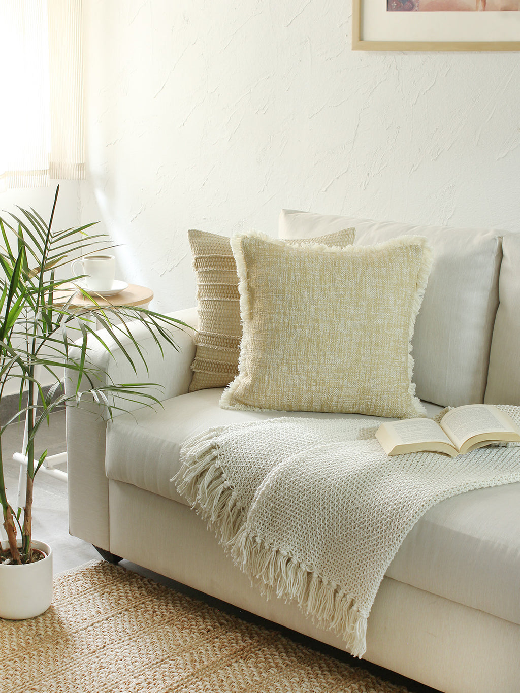 Matsya Vala Cushion Cover (Beige)