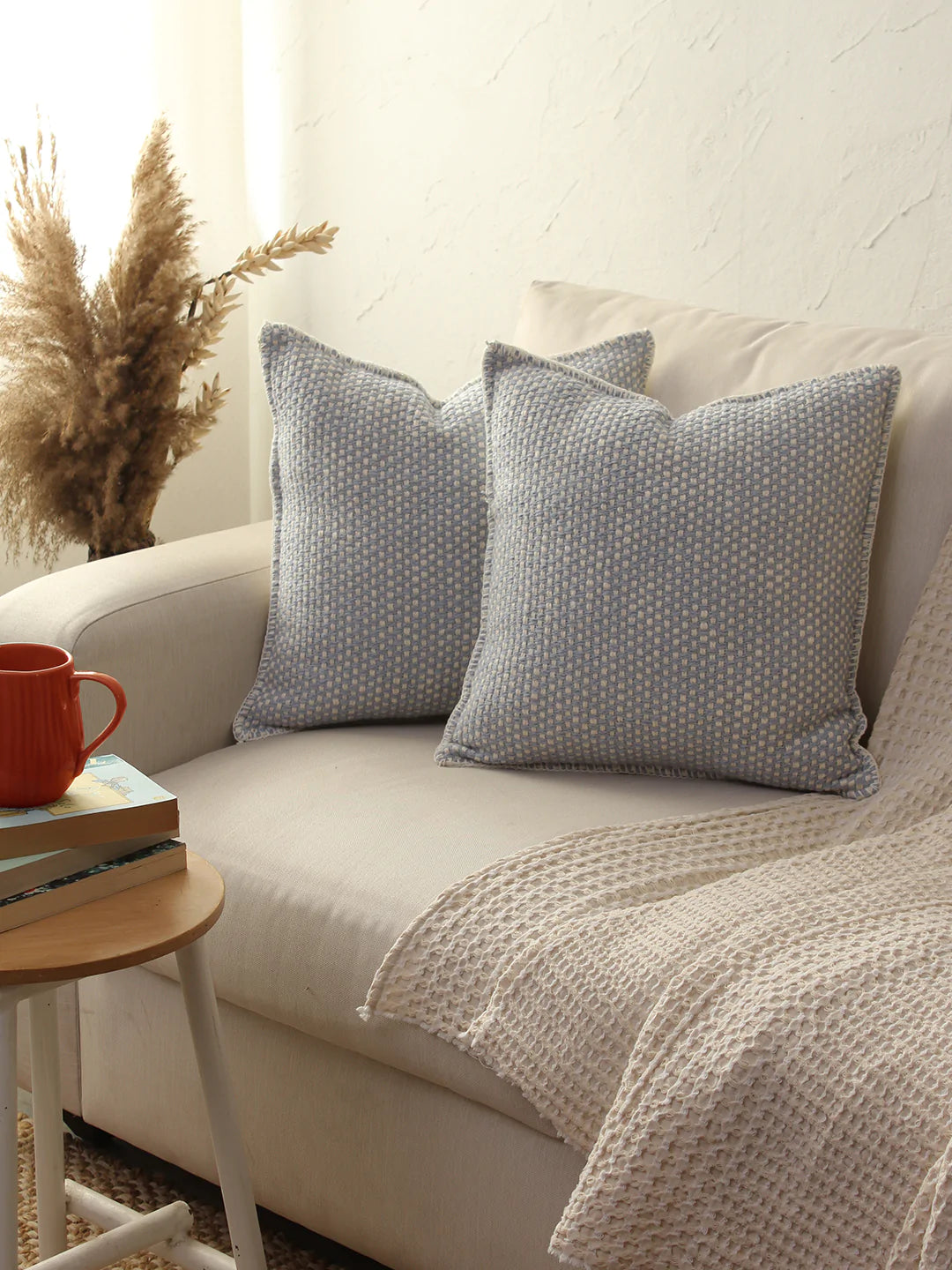 Vindhya - Set Of 2 Cushion Covers (Light Blue) - Medium